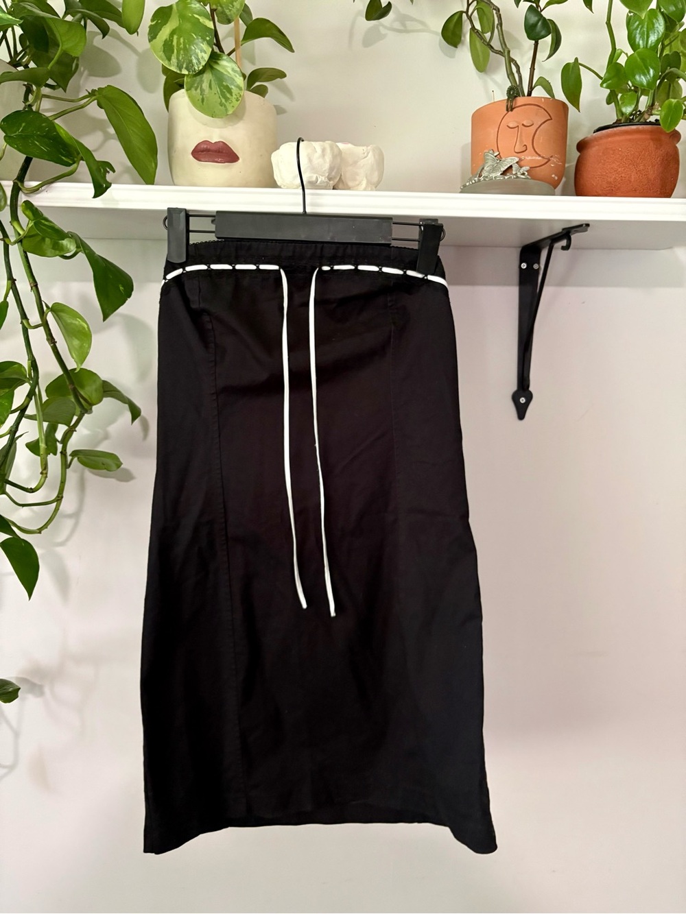 Women’s Black Mini Dress with White Drawstring